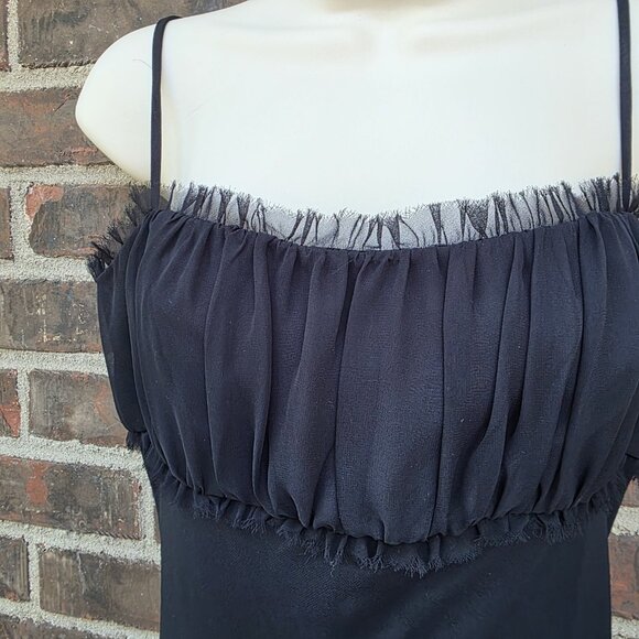 A.B.S. Evening By Allen Schwartz Black Maxi Dress Gown Ruffled y2k 90s Sz 8 - Picture 4 of 9